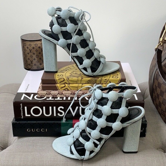 NWT Alexander Wang Denim Rubie Cage Sandals - Picture 3 of 7